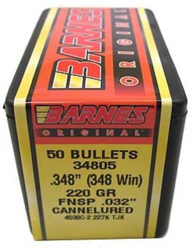 Barnes Original .032" Cannelured Bullets 348 Winchester .348" 220 Grains Flat Nose Soft Point (Per 50) 34805