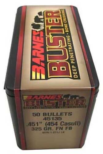Click to see larger image. Barnes Bullets Buster Flat Nose Base 454 Casull .451" 325 Grains (Per 50) 45135