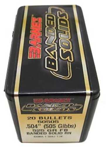 Barnes Bullets Banded Solid 505 Gibbs .504" 525 Grains Round Nose (Per 20) 50505