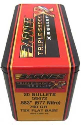 Barnes Bullets Triple Shock X 577 Nitro .583" 750 Grains Flat Base (Per 20) 58472