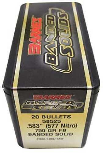 Barnes Bullets Banded Solid 577 Nitro .583" 750 Grains Flat Base (Per 20) 58525