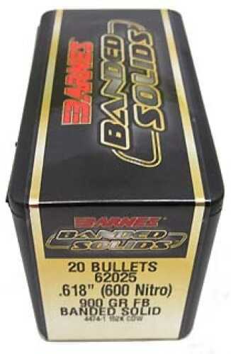 Barnes Bullets Banded Solid 600 Nitro .618" 900 Grains Flat Base (Per 20) 62025