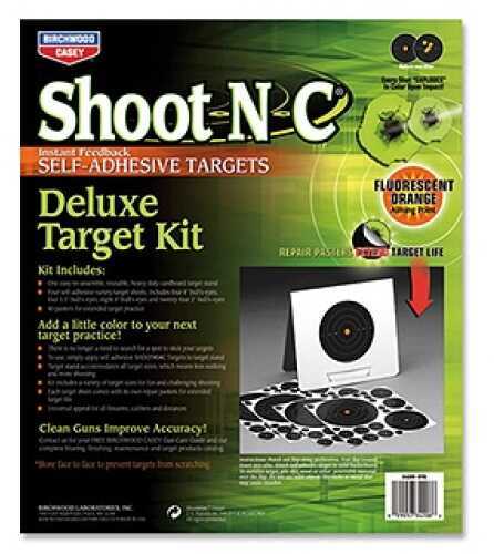 Birchwood Casey Shoot-N-C Target Deluxe Variety Kit 40-1" Pasters 24-2" 8-3" 4-6" 4-8" Bullseye Targets withTarget Stand