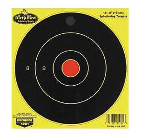 Birchwood Casey Dirty Bird Target Round Bullseye 6" 16 Targets Yellow 35906-img-0