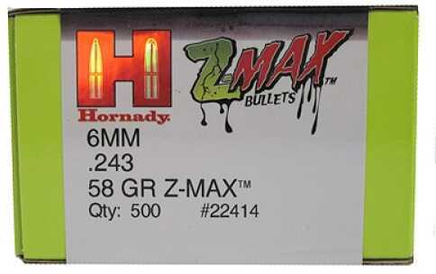 Hornady Z-MAX Reloading Bullets 6mm .243" 58 Grains (Per 500) 22414