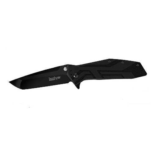 Kershaw Brawler Folding Knife/Assisted 8Cr13MOV/Black Oxide Coating Plain Tanto Point Thumb Stud/Flipper/Pocket Clip 3.2