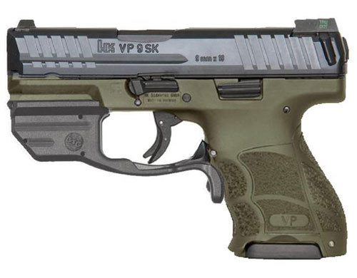 H&K VP9SK Semi Auto Pistol With Crimson Trace Laser Guard Red 9mm Luger 3.39" Barrel 10 Rounds Polymer Frame OD Green Finish