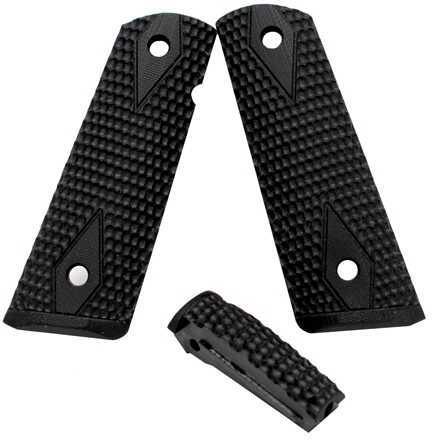 Hogue Colt, 1911 Government Magrip Kit G-10 Piranha Arched Mainspring, Solid Black 01239