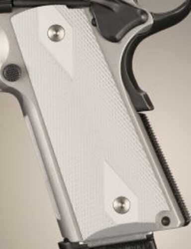 Hogue 1911 Government/Commander 9/32" Thick Grips Aluminum Checkered Matte Clear Anodized 01454