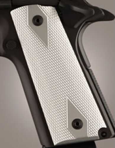 Hogue 1911 Government/Commander 3/16" Thin Grips Aluminum Checkered Brushed Gloss Clear Anodized 01475