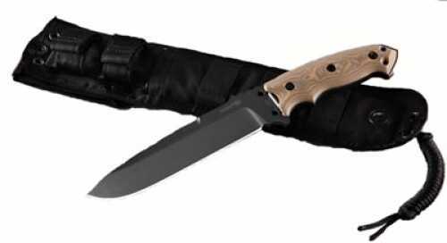 Hogue Grips EX-F01 7" Fixed Blade Knife Drop Point G10 Frame A2 Black Kote G-Mascus Tan Scales Sheath 35157