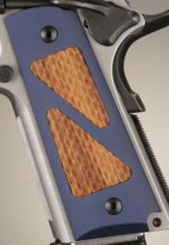 Hogue Colt & 1911 Government Grips Hybrid Aluminum Matte Blue Anodized Goncalo Alves Insert 45183