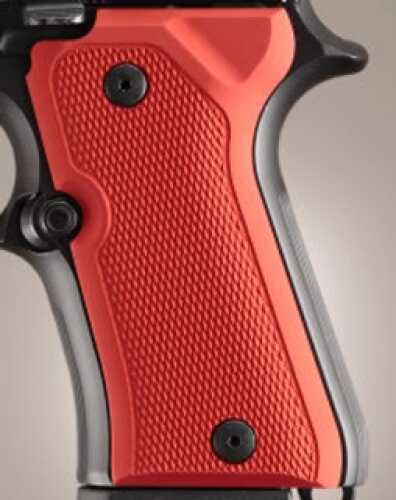 Hogue Beretta 92 Compact Grips Checkered Aluminum Matte Red Anodized 93172