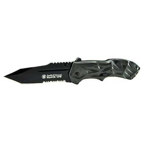 Schrade Black Ops Knife 3G MAGIC Assist 40% Serrated Tanto Blade Aluminum Handle SWBLOP3TS