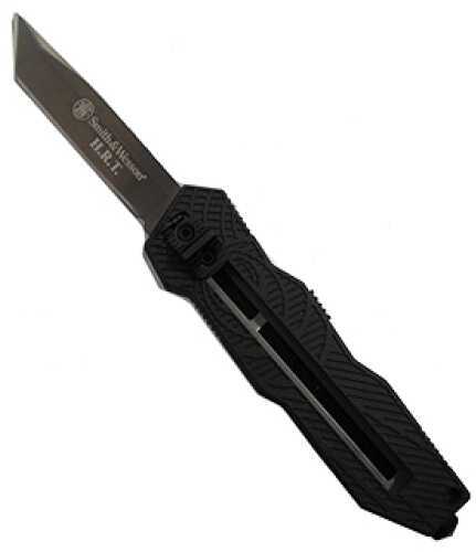 Schrade HRT Knife Aluminum Coated SS 40% Serrated Tanto Blade Black Alum. Handle SWOTF2TBS