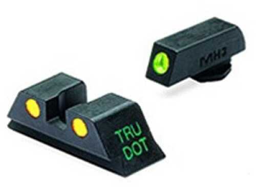 Mako Group for Glock - Tru-Dot Sights 9mm/357 Sig/.40 S&W/.45 GAP, Green/Yellow, Fixed Set ML10224Y