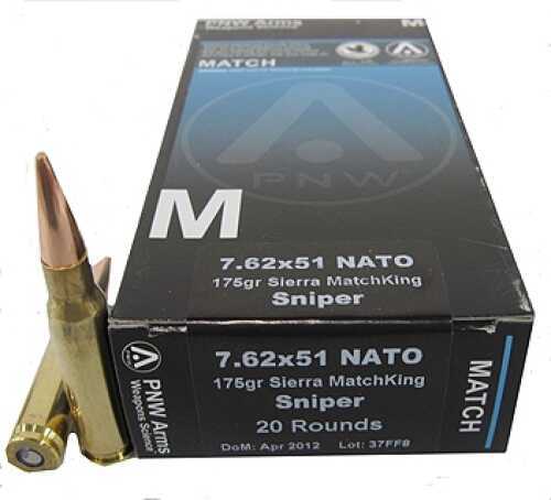 PNW Arms 7.62x51mm Sniper 175 Grains MatchKing HPBT (Per 20) 7.62NATOMTH175BTHP20