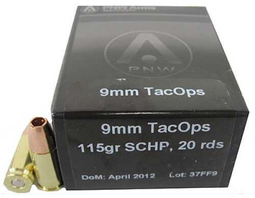 PNW Arms TacOps Ammunition 9mm 115 Gr, Solid Copper HP (Per 20) 9MMTAC115SCHP20