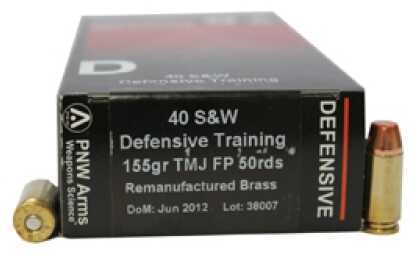 PNW Arms Defensive Trainer Ammunition 40 S&W 155 Grains TMJ (RemanBrass)/50 40SWDTR155TMJ50R