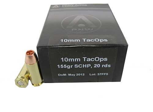 PNW Arms TacOps Ammunition 10mm 155 Gr, Solid Copper HP (Per 20) 10MMTAC155SCHP20