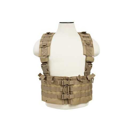 NCSTAR AR Chest Rig Nylon Tan Fully Adjustable PALS/ MOLLE Webbing Includes 6 Double AR Magazine pouches CVARCR2922T