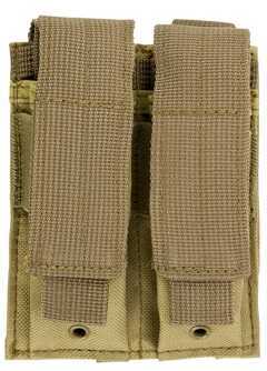 NCSTAR Double Pistol Magazine Pouch Nylon Tan MOLLE Straps for Attachment Fits Two Standard Capacity Stack