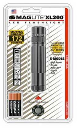 Maglite XL200 3 Cell AAA LED, Blister Pack Gray XL200-S3096