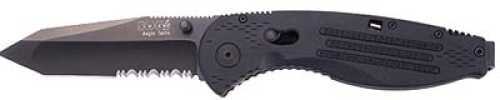 SOG Knives Aegis Series Knife Black TiNi, Tanto, Partially Serrated, Clam Pack AE04-CP