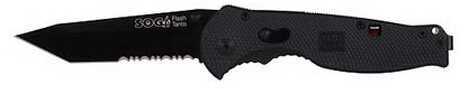 SOG Knives Flash II Tanto, Black TiNi, Partially Serrated, Clam Pack TFSAT98-CP