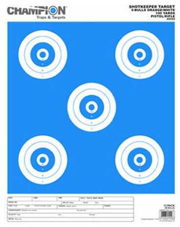 Champion Traps and Targets Shotkeeper 5 Bulls (Per 12) Orange/White, Large 45559