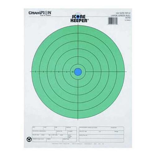 Champion Traps and Targets 100 Yard Large Green Bullseye (Per 12) 45795