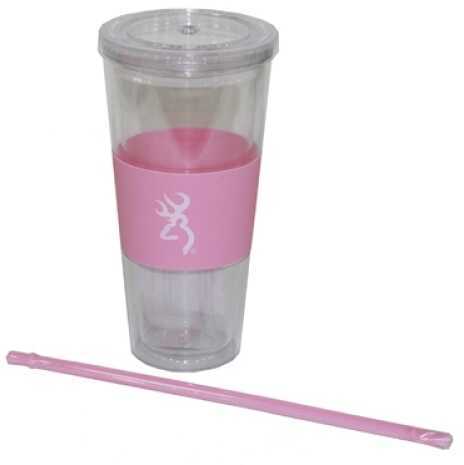 AES Outdoors Browning 20oz Insulated Cup,Straw Pink/White BRN-CUP-002