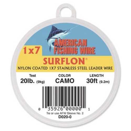AFW / Hi-Seas AFW/Hi-Seas AFW Surflon Nylon Coated Wire 30ft Camo 60lb .032 Dia Md#: D060