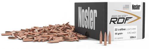 Nosler 54601 RDF Match 22 Caliber .224 85 Grains Hollow Point Boat Tail 500 Box