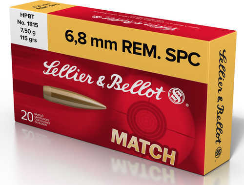 6.8mm SPC 20 Rounds Ammunition Sellier & Bellot 115 Grain BTHP