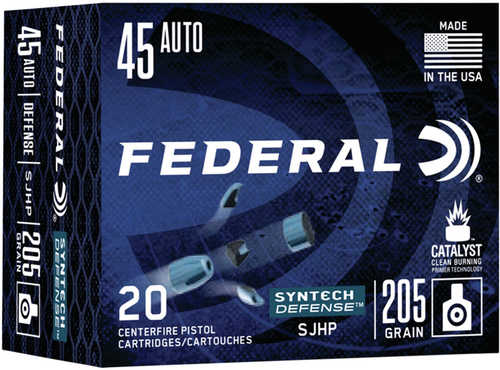 45 ACP 20 Rounds Ammunition Federal Cartridge 205 Grain Syntech