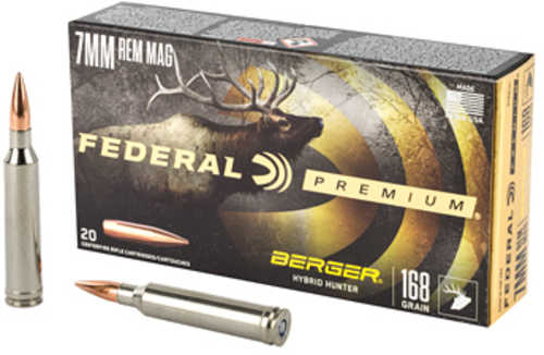 7mm Remington Magnum 20 Rounds Ammunition Federal Cartridge 168 Grain Jacketed Hollow Point