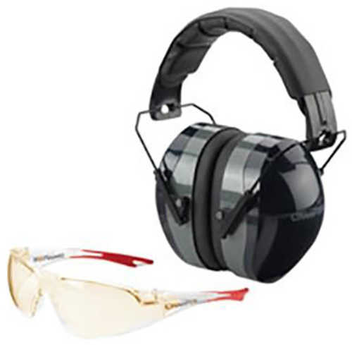 Champion Traps & Targets Shooting Combo Kit Black Passive Earmuff Amber Lens 40626