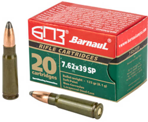 7.62X39mm 20 Rounds Ammunition Barnaul Ammo 125 Grain Jacketed Soft Point
