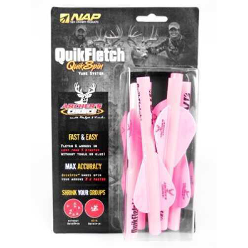 NAP Quikfletch w/Quikspin Vane Archers Choice Pink 6 pk. Model: 60-705