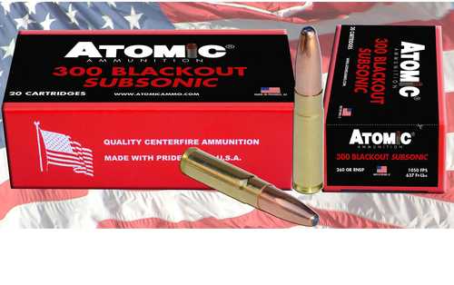 300 AAC Blackout 20 Rounds Ammunition Atomic 260 Grain Expanding RNSP