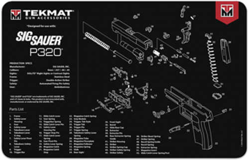 TekMat Sig P320 Pistol Mat 11"x17" Black Includes Small Microfiber TekTowel Packed In Tube R17-SIGP320