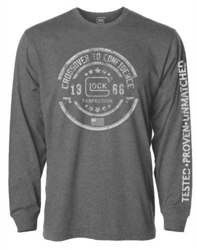 Glock , Crossover Long Sleeve Shirt, Color Gray, Size Large