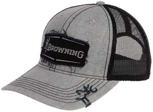 Browning Cap Beacon Logo Gray W/ Rectangle Patch Adjustable