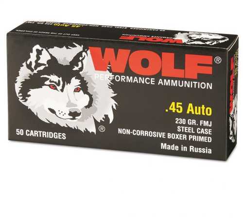 45 ACP 50 Rounds Ammunition Wolf Performance Ammo 230 Grain FMJ