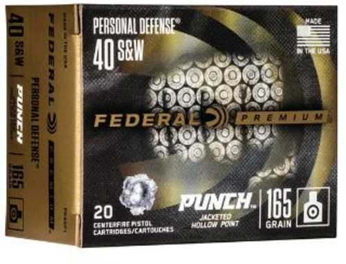 40 S&W 20 Rounds Ammunition Federal Cartridge 165 Grain Jacketed Hollow Point