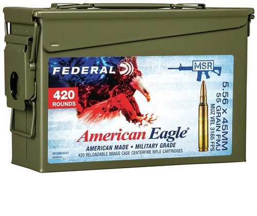 5.56mm Nato 420 Rounds Ammunition Federal Cartridge 55 Grain FMJ