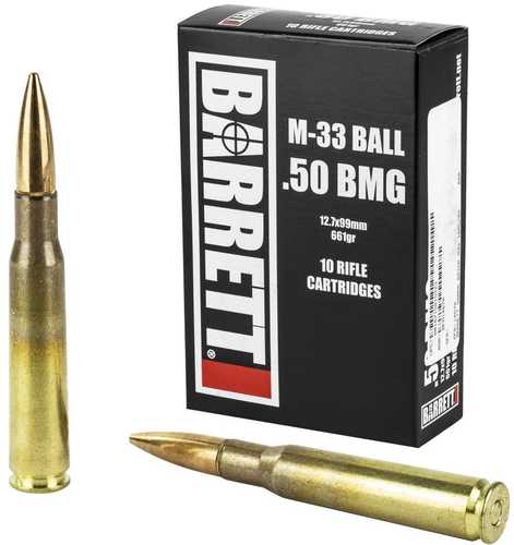 50 BMG 10 Rounds Ammunition Barrett Firearms 661 Grain FMJ