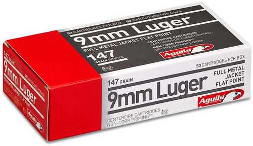 <span style="font-weight:bolder; ">9mm</span> Luger 50 Rounds Ammunition Aguila 147 Grain Full Metal Jacket