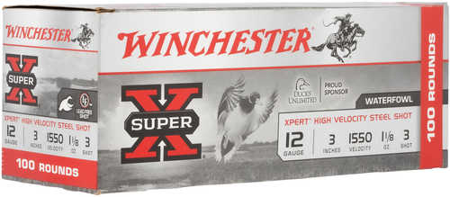 12 Gauge 100 Rounds Ammunition Winchester 3" 1 1/8 oz Steel #3